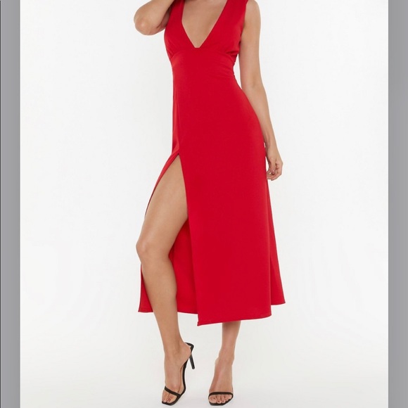 Nasty Gal Dresses & Skirts - Nasty Gal red cocktail midi dress